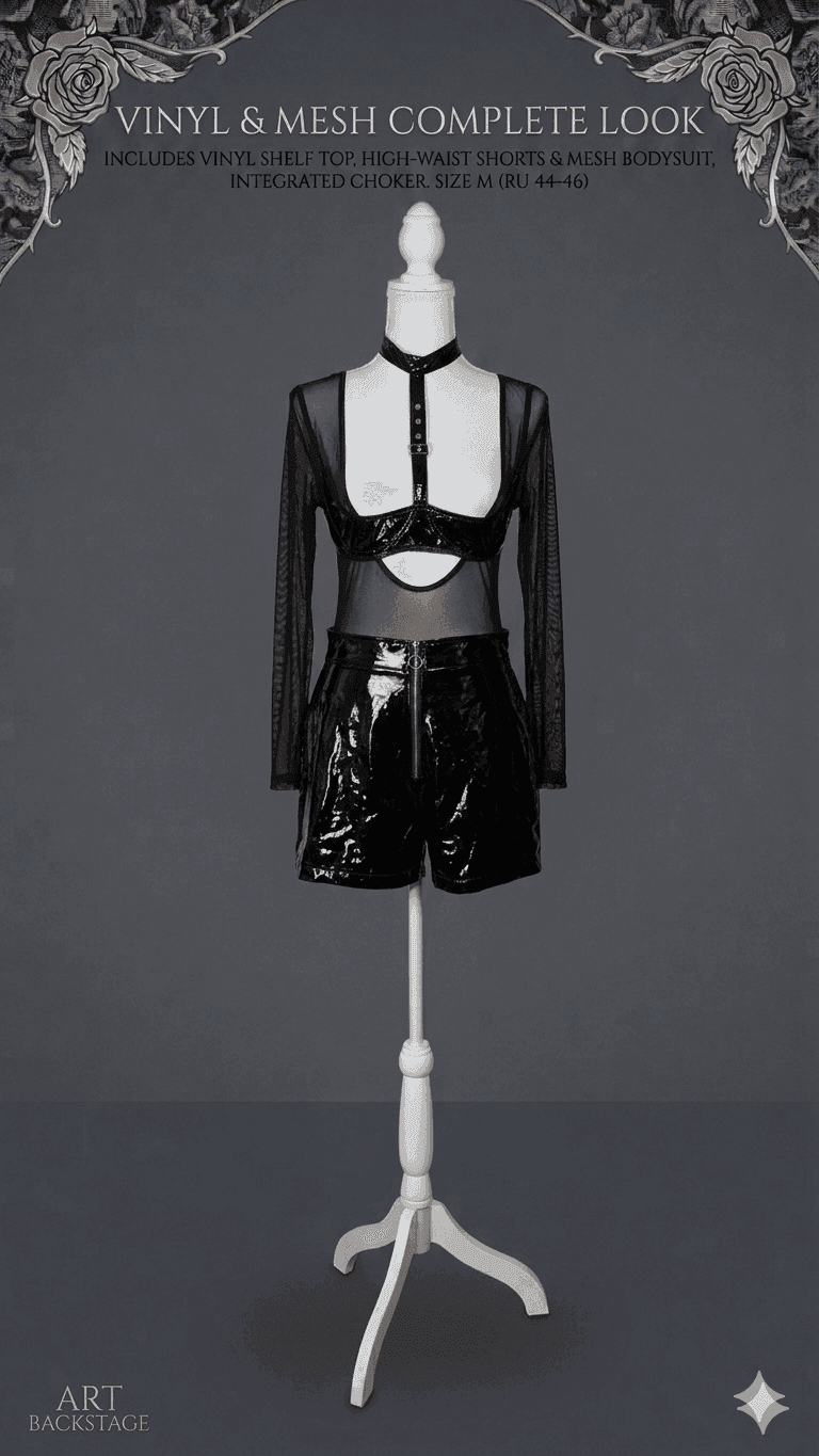 Vinyl Shelf Top, Shorts & Bodysuit Set