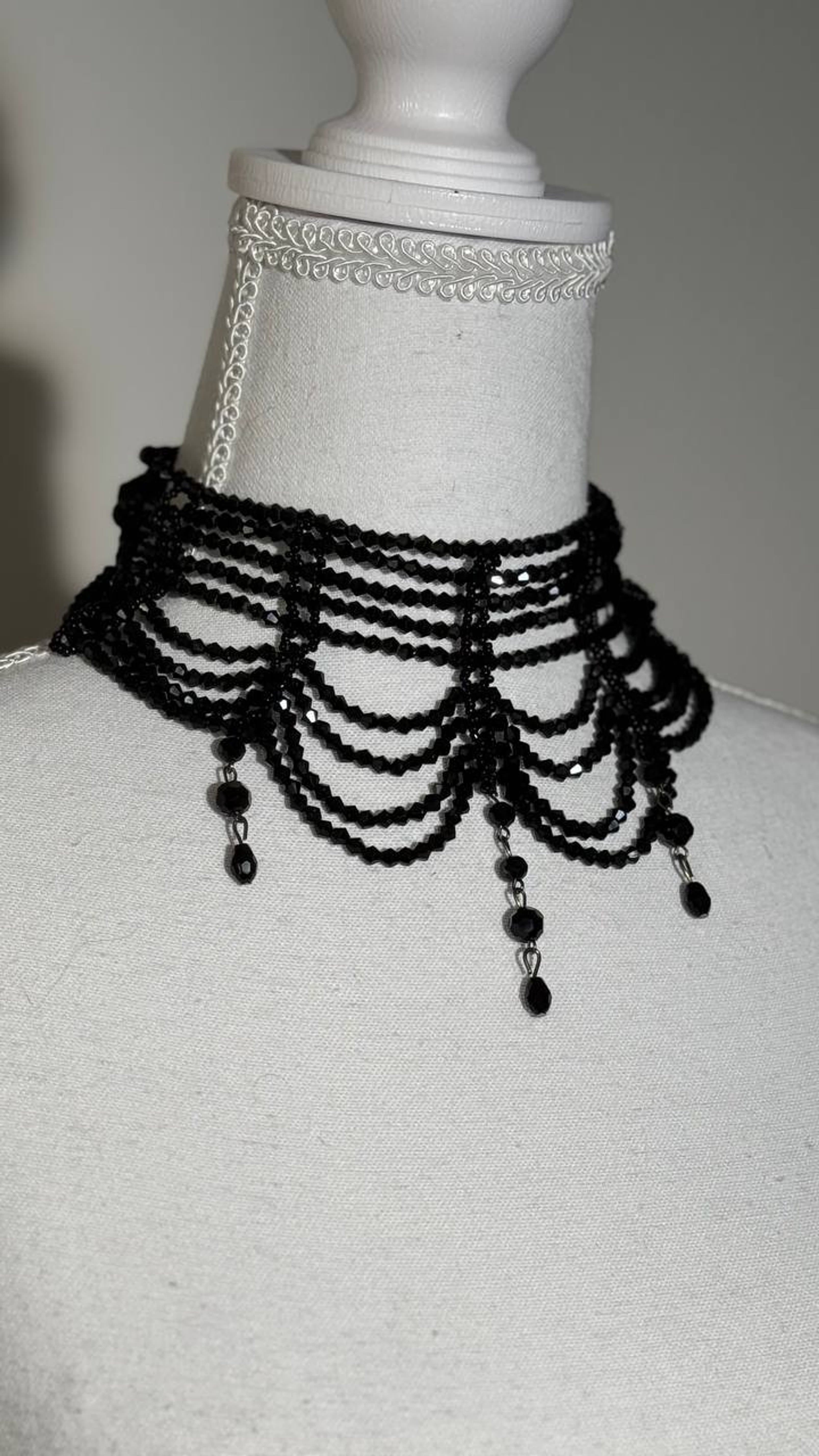 Black Multi-Layered Beaded Choker