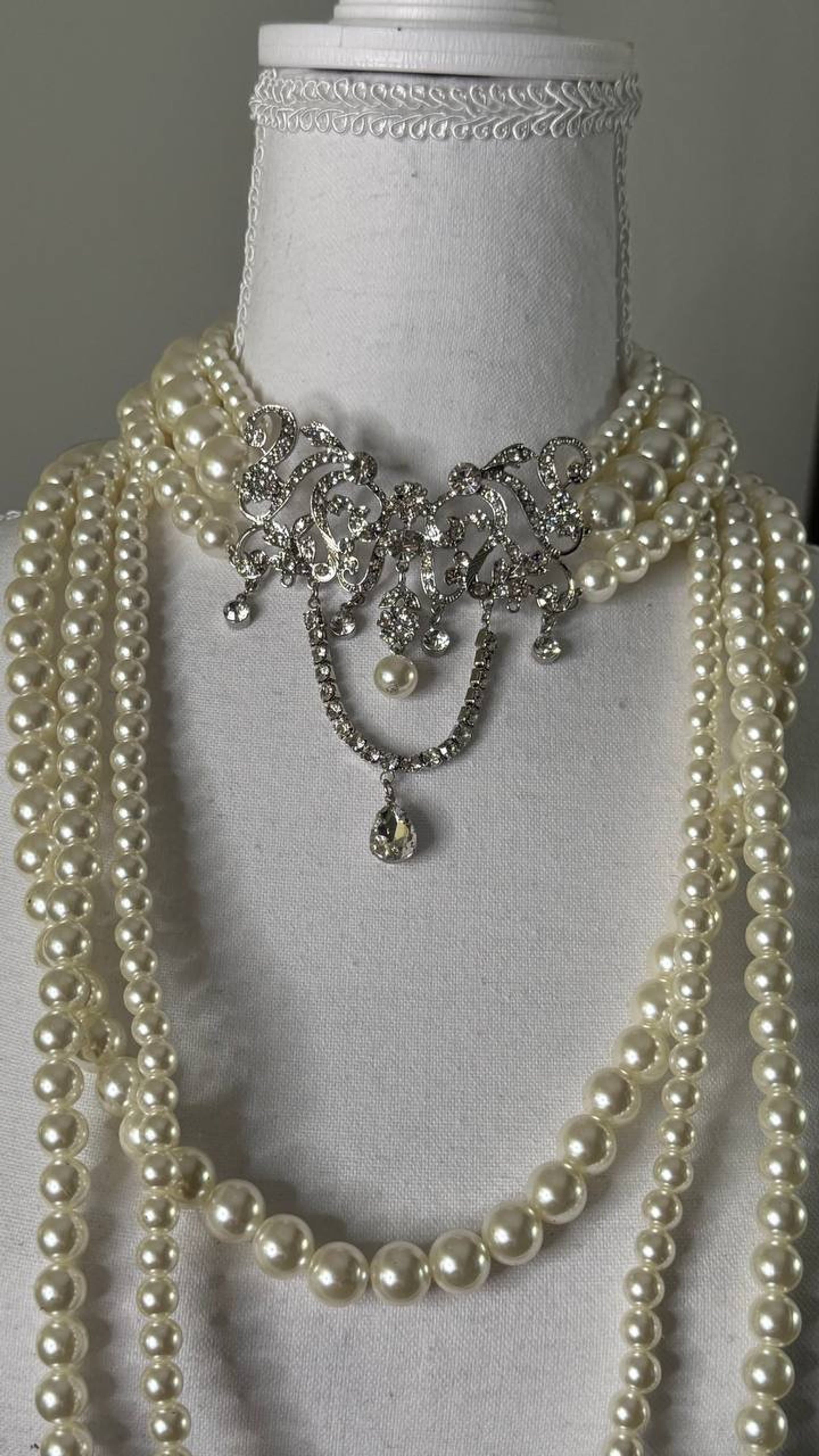 Multi-Layered Pearl Statement Necklace