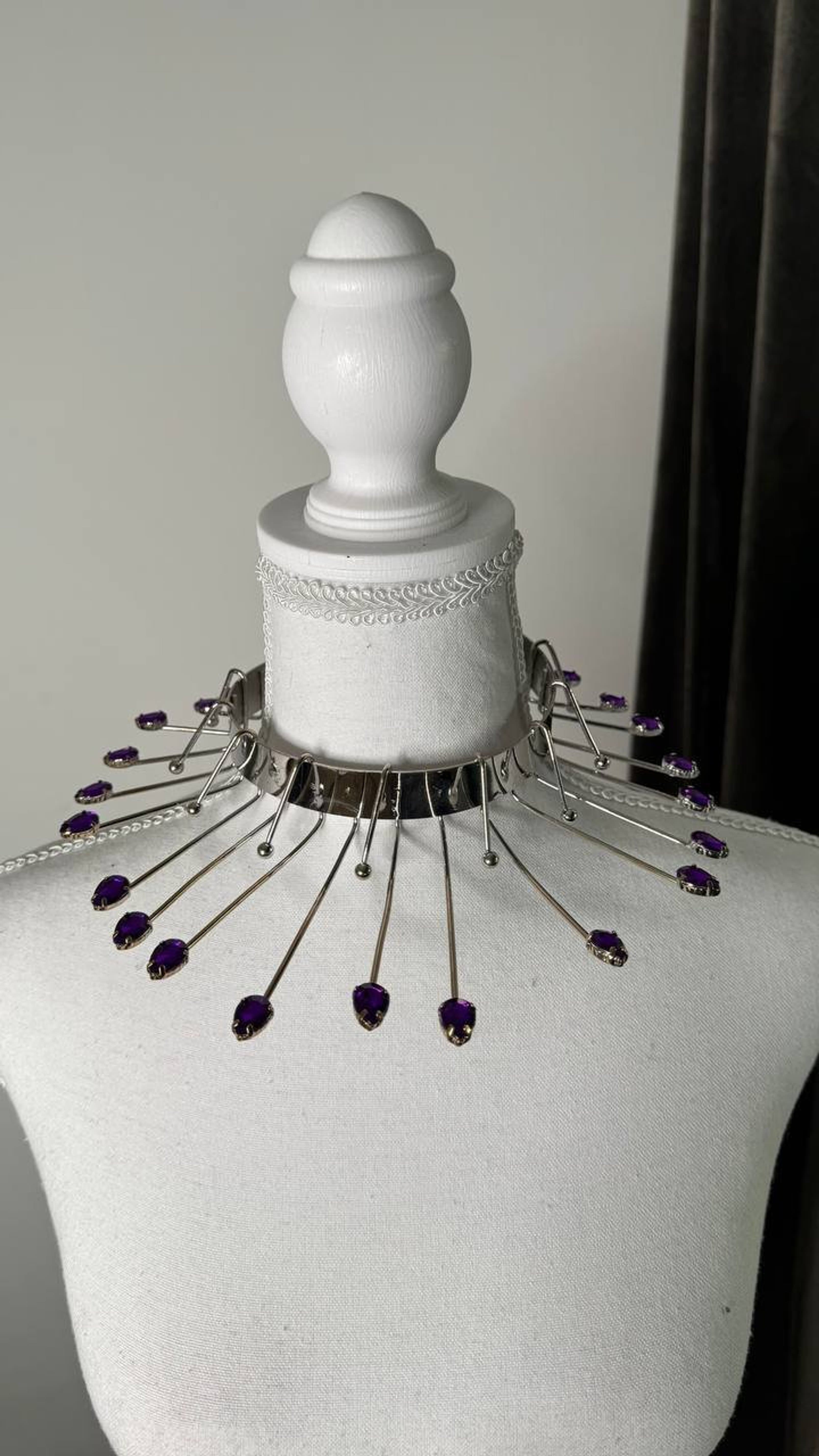 Avant-Garde Purple Crystal Statement Collar