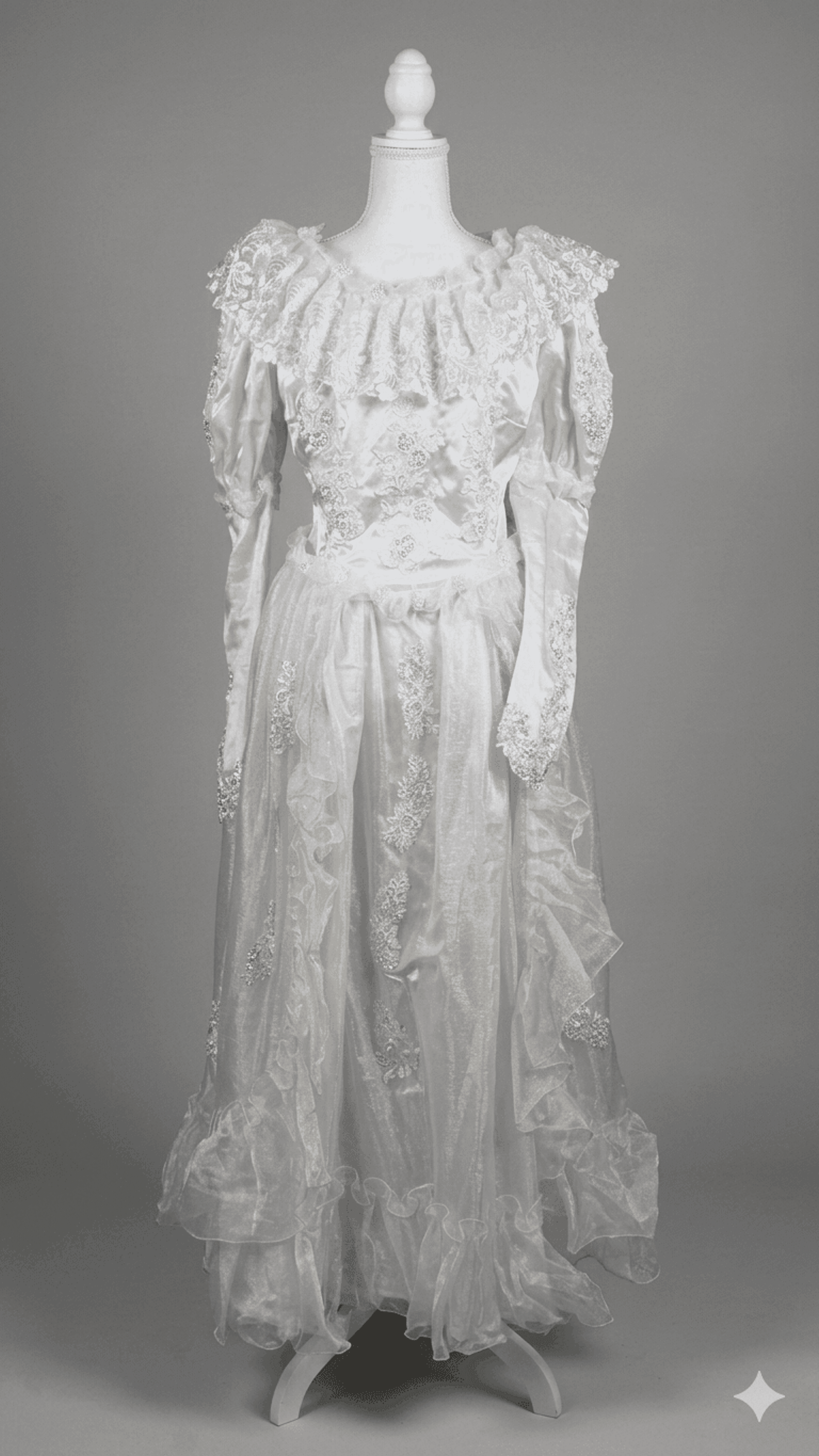 White Fantasy Gown with Lace Detailing